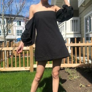 Strapless Dress With Detailed Sleeves